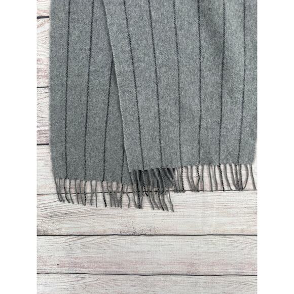 Pure Cashmere 100% Cashmere Striped Scarf Gray 11.5"x64" - Picture 3 of 8